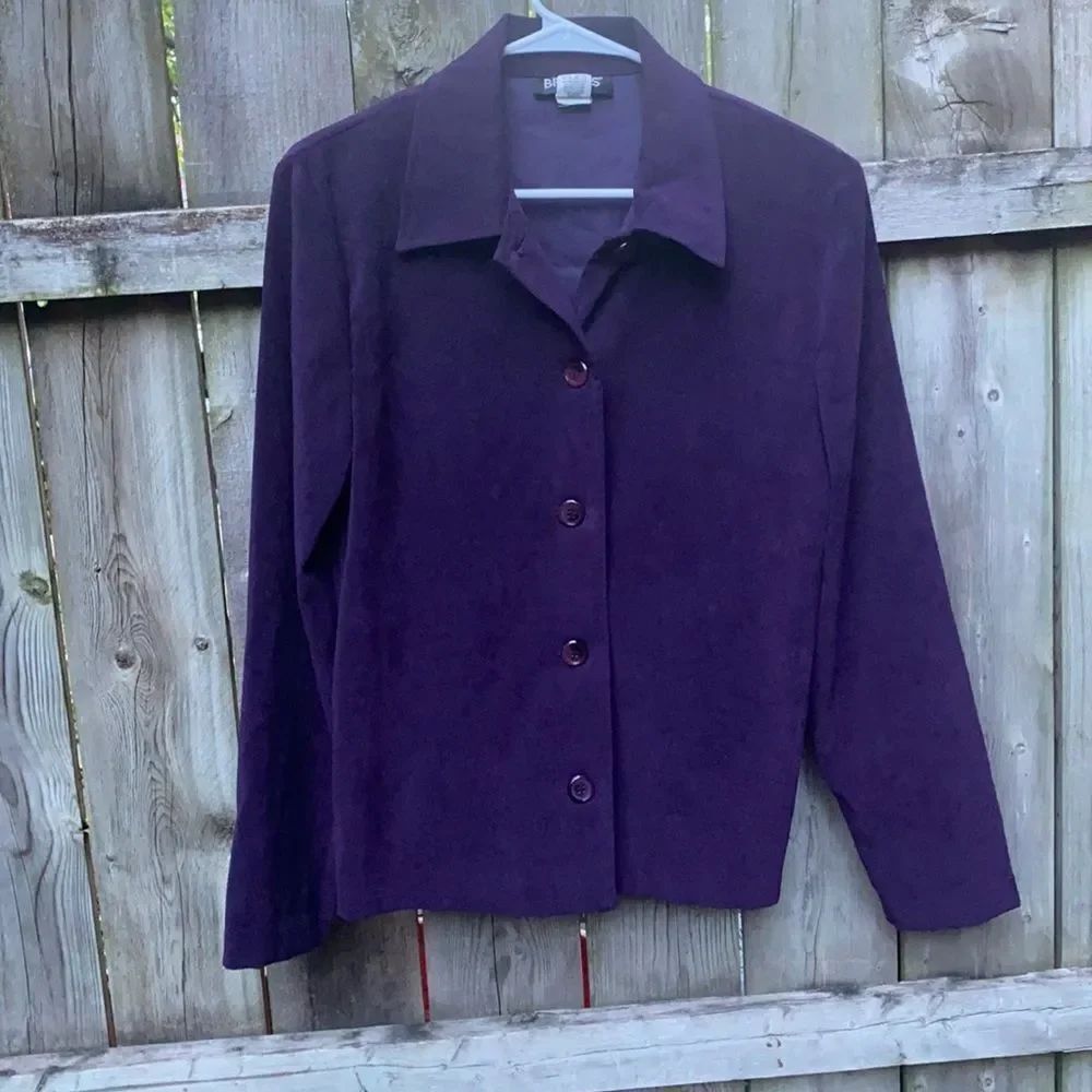 Briggs Purple Faux Suede Button Down Top sz. S